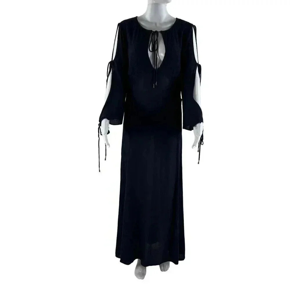 Anthropologie Anama Navy Maxi Dress Size S Witchy Gothic Whimsical Grunge Fairy